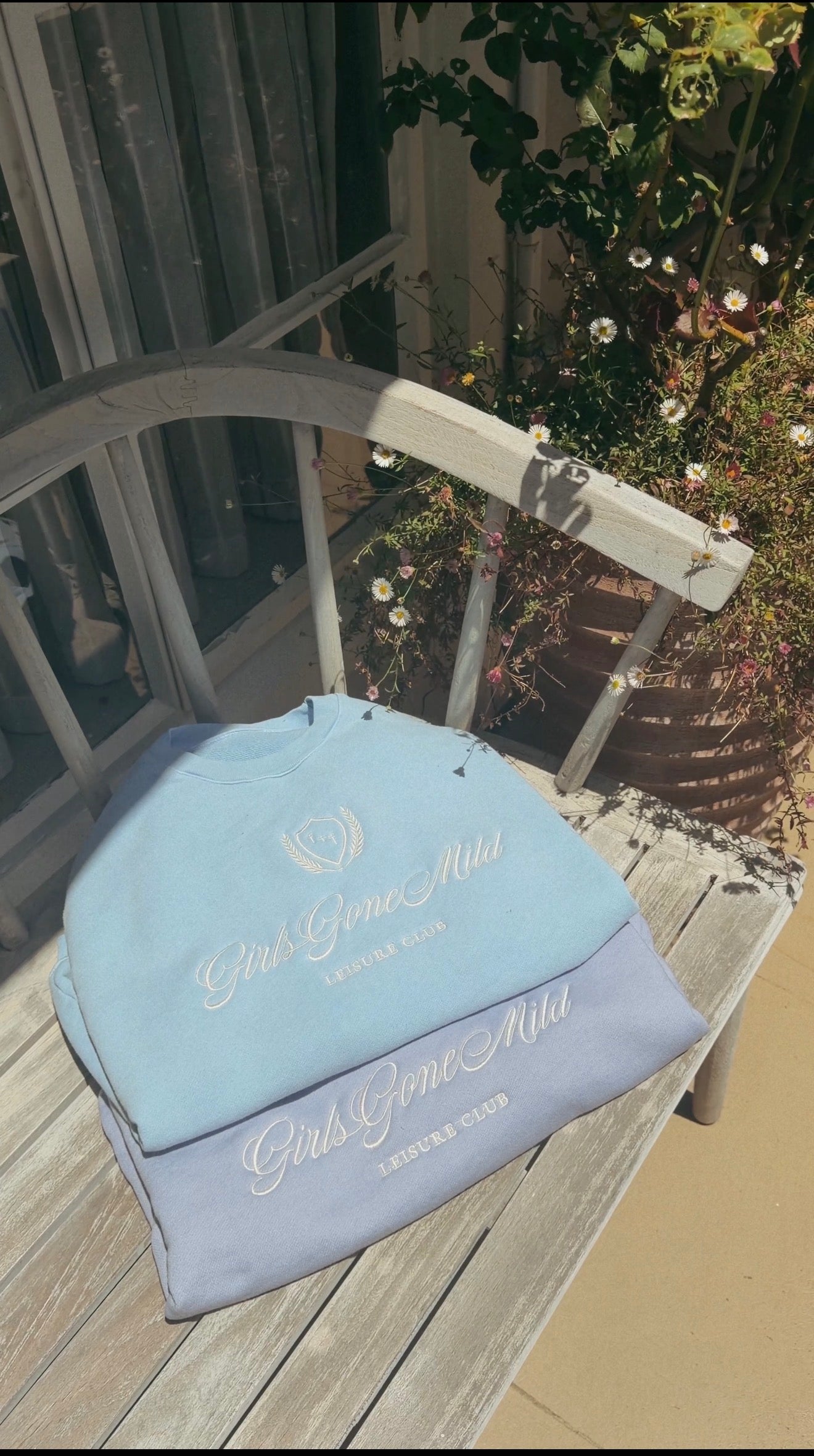 Girls Gone Mild™ embroidered shrunken crewneck